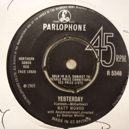 Matt Monro-Yesterday-Parlophone-7" Vinyl