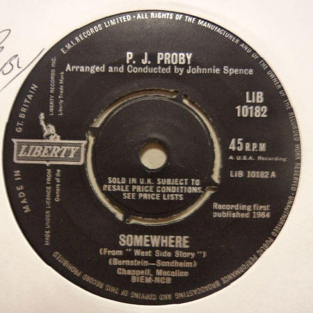 P.J Proby-Somewhere-Liberty-7" Vinyl