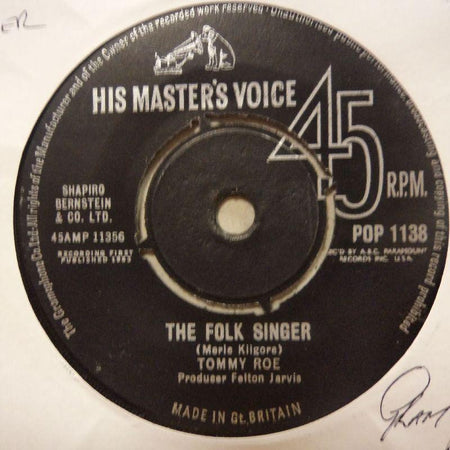 Tommy Roe-The Folk Singer-HMV-7" Vinyl