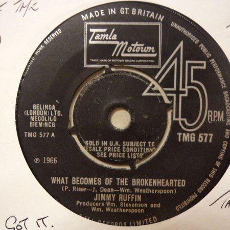 Jimmy Ruffin-What Becomes Of The Broken-Hearted-Tamla Motown-7" Vinyl