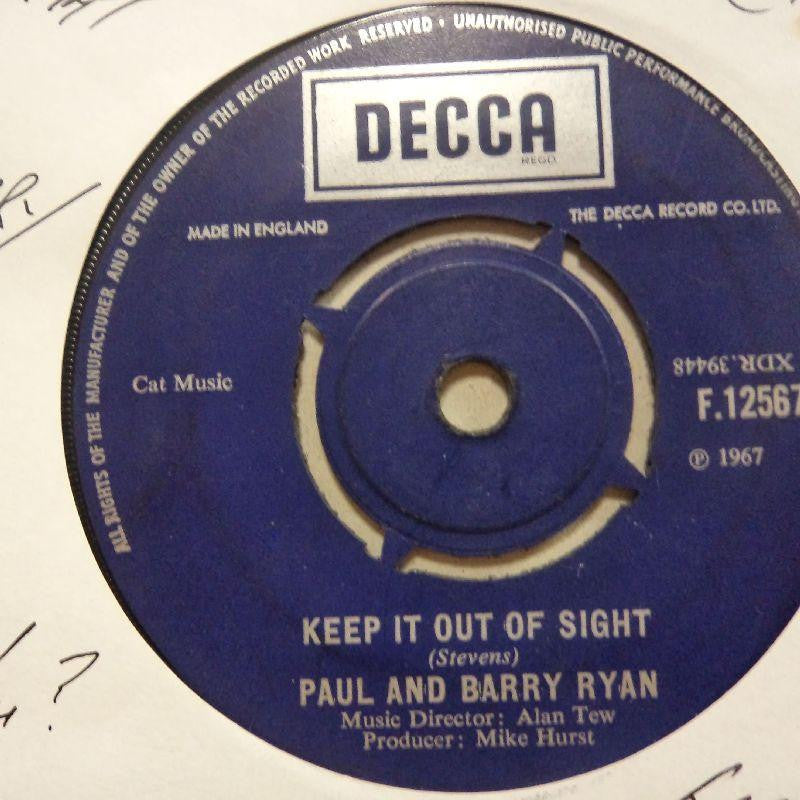 Paul & Barry Ryan-Keep It Out Of Sight/ Who Told You-Decca-7" Vinyl