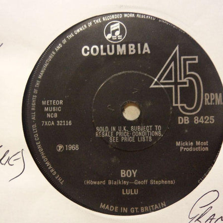 Lulu-Boy/ Sad Memories-Columbia-7" Vinyl