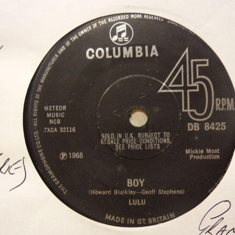 Lulu-Boy/ Sad Memories-Columbia-7" Vinyl
