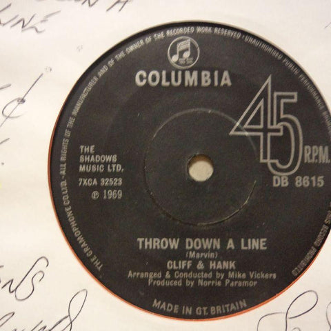 Cliff Richard & Hank-Throw Down A Line/ Reflections-Columbia-7" Vinyl