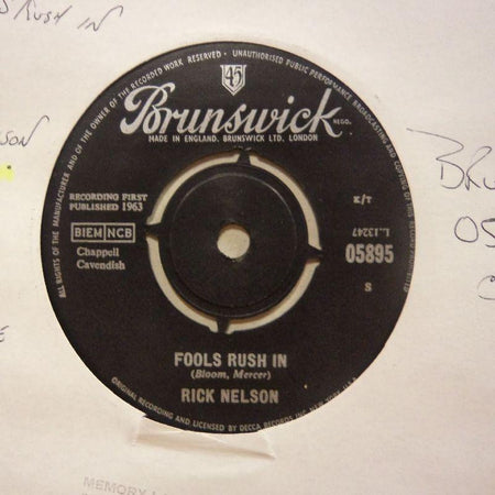 Rick Nelson-Fools Rush In/ Down Home-Brunswick-7" Vinyl