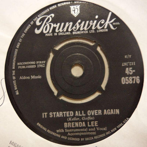 Brenda Lee-It Started All Over Again/ Heart In Mind-Brunswick-7" Vinyl