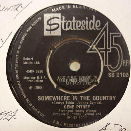 Gene Pitney-Somewhere In The Country/ Lonely Drifter-Stateside-7" Vinyl