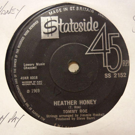 Tommy Roe-Heather Honey/ Money Is My Pay-Stateside-7" Vinyl