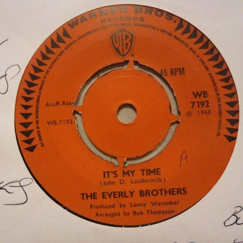 The Everly Brothers-It's My Time/ Empty Boxes-Warner-7" Vinyl