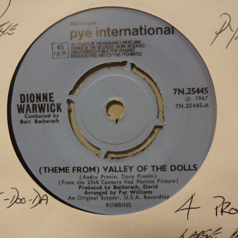 Dionne Warwick-Valley Of The Dolls/ Zip A Dee Doo Da-Pye-7" Vinyl