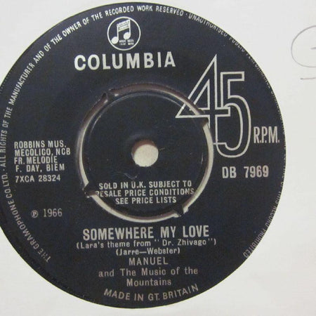 Manuel-Somewhere My Love/ Montego Bay-Columbia Black-7" Vinyl