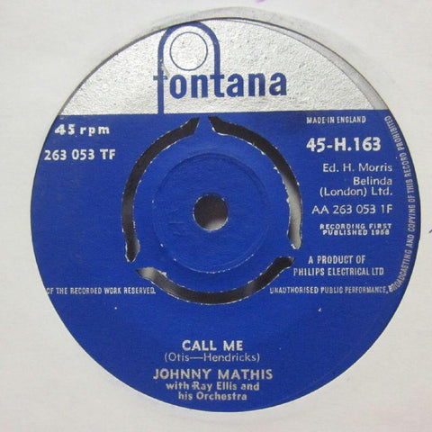 Johnny Mathis-Call Me/ Stairway To The Sea-Fontana-7" Vinyl