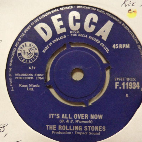 Rolling Stones-It's All Over Now/ Good Times Bad Times-Decca-7" Vinyl