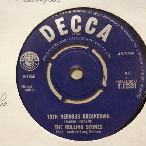 Rolling Stones-19th Nervous Breakdown/ As Tears Go By-Decca-7" Vinyl