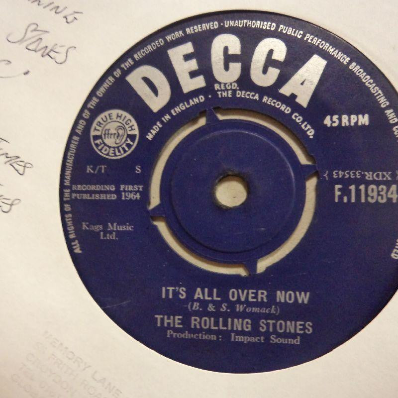 Rolling Stones-It's All Over Now/ Good Times Bad Times-7" Vinyl