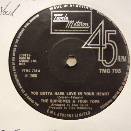 The Supremes-You Gotta Have Love In Your Heart/ I'm Glad About It-Tamla Motown-7" Vinyl