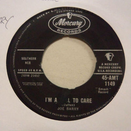 Joe Barry-I'm A Fool To Care/ I Got A Feelin'-Mercury-7" Vinyl