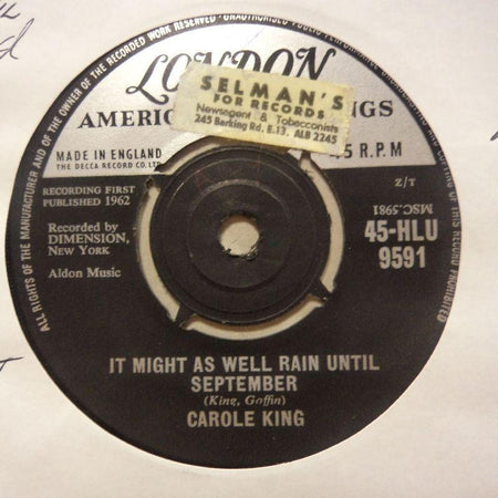 Carole King-Rain Until September/ Nobody's Perfect-London-7" Vinyl