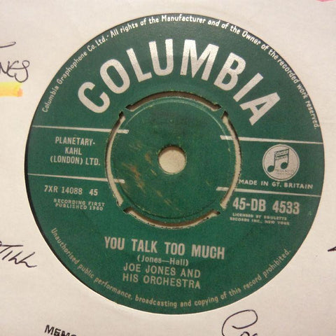 Joe Jones & Orchestra-You Talk Too Much/ I Love You Still-Columbia-7" Vinyl