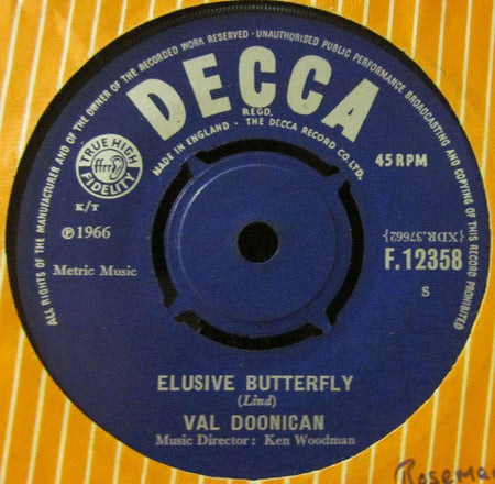 Val Doonican-Elusive Butterfly-Decca-7" Vinyl