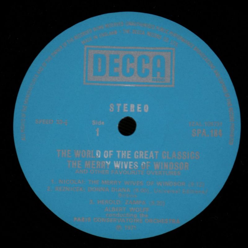 The Merry Wives Of Windsor And Other Favourite Overtures-Decca-Vinyl LP-G+/Ex