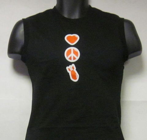 Love/Peace/War Black Vest-Ladies-Small-T Shirt