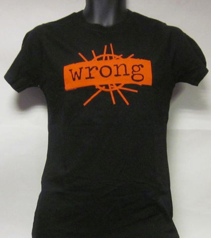 Wrong-Red Logo Black T-Shirt-Ladies-Large-T Shirt