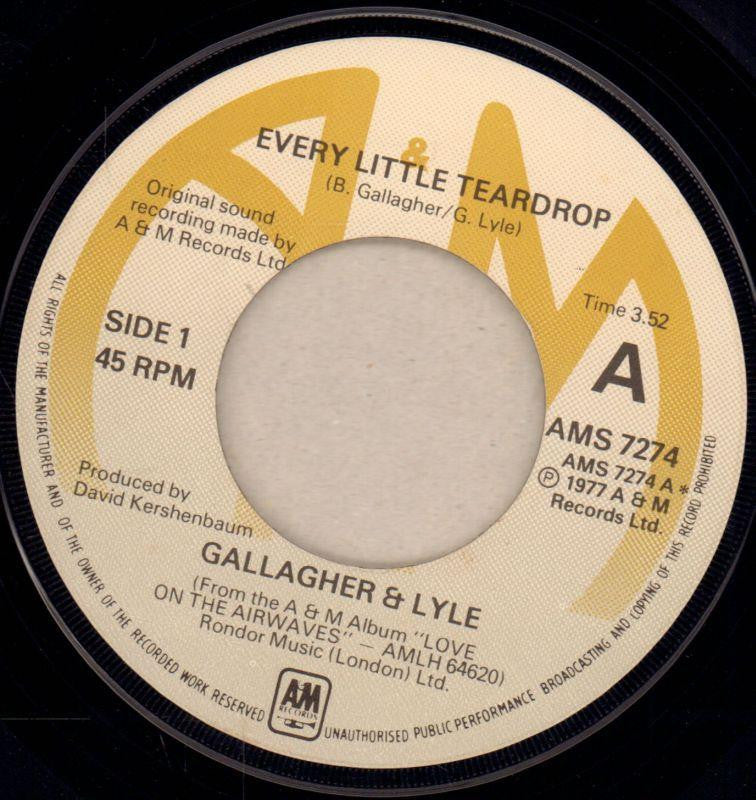Gallagher And Lyle-Every Little Teardrop-A&M-7" Vinyl