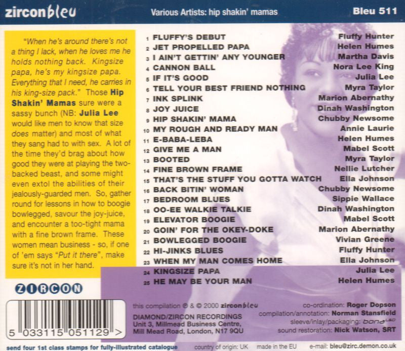 Hip Shakin' Mamas-Zircon/Diamond-CD Album-New