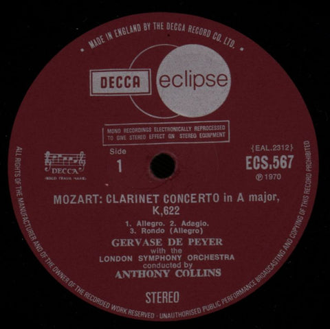 Clarinet Concerto/ Bassoon Concerto-Decca-Vinyl LP-VG+/VG