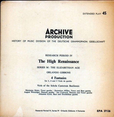 Orlando Gibbons-4 Fantasies-Archive-7" Vinyl P/S