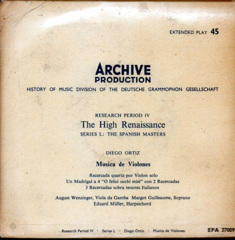 Diego Ortiz-Musica De Violones-Archive-7" Vinyl P/S