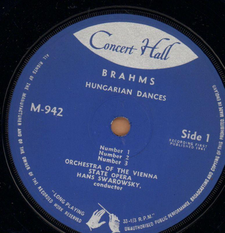 Hungarian Dances-Concert Hall-7" Vinyl P/S-VG/Ex+