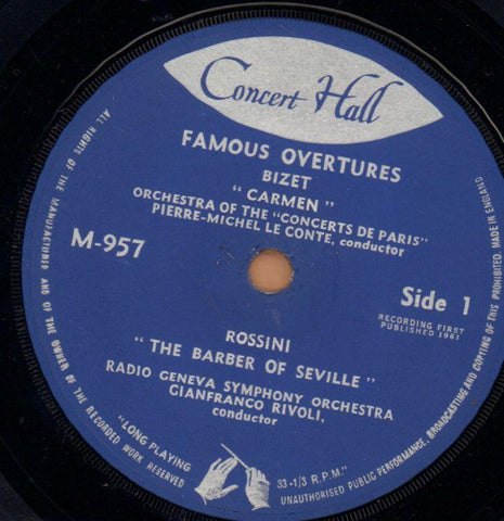 Famous Overtures-Concert Hall-7" Vinyl P/S-VG/NM
