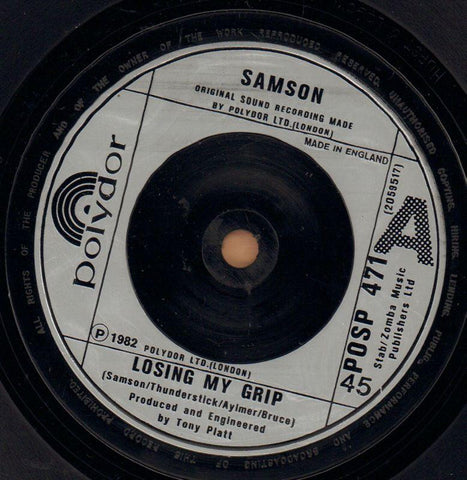 Samson-Losing My Grip-Polydor-7" Vinyl P/S-Ex/Ex