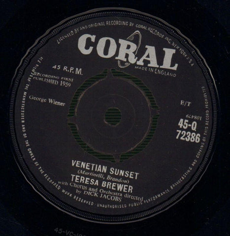 Teresa Brewer-Venetian Sunset / Peace Of Mind-Coral-7" Vinyl
