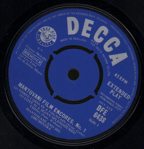 Mantovani-Film Encores No.1-Decca-7" Vinyl P/S-VG/VG