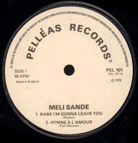 Meli Sande EP-Pelleas-7" Vinyl P/S-VG/VG