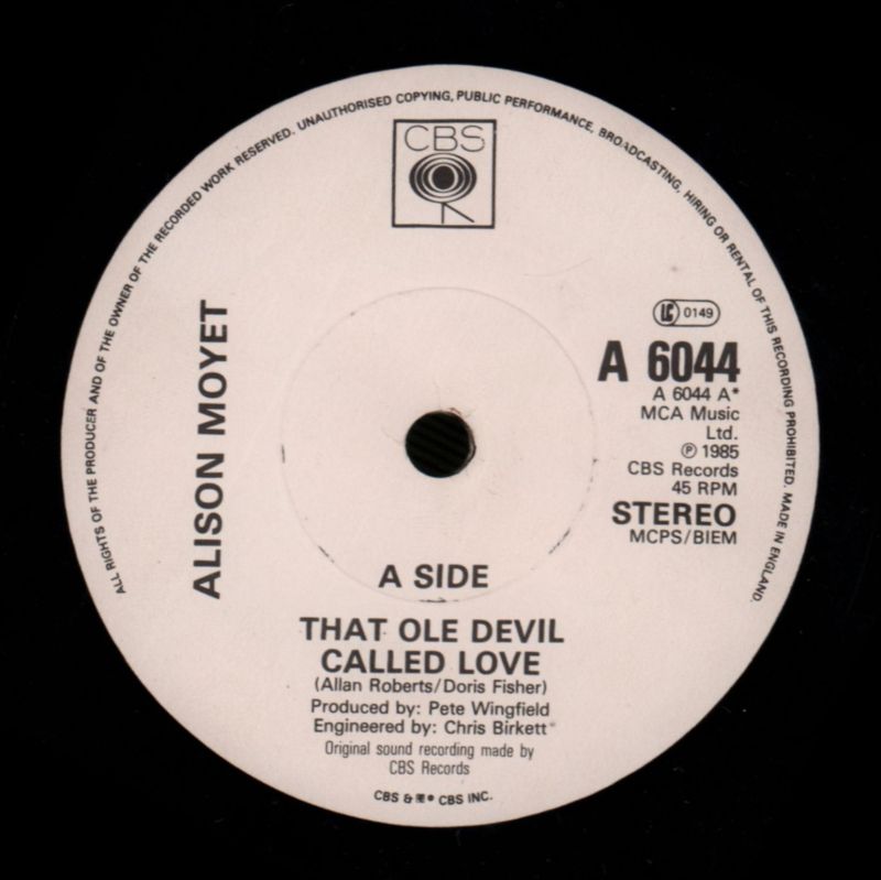That Ole Devil Called Love-CBS-7" Vinyl-VG/VG