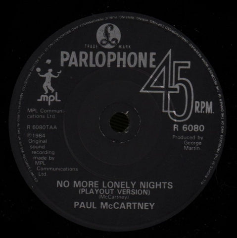 No More Lonely Nights-Parlophone-7" Vinyl P/S-VG/Ex