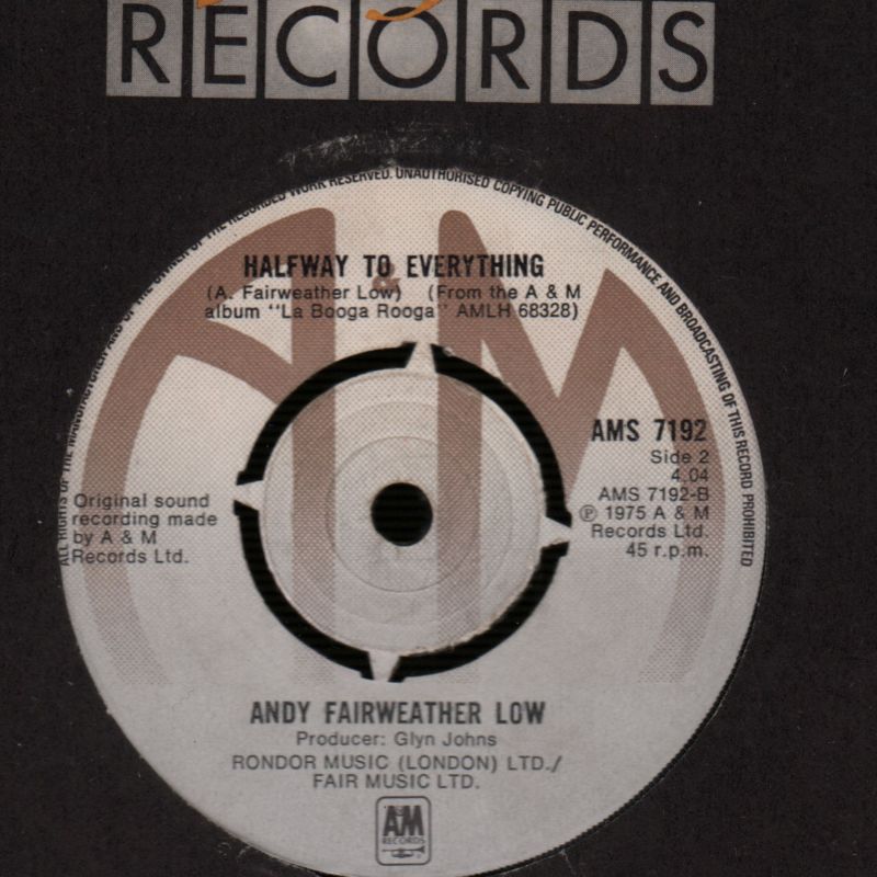 La Booga Rooga/ Halfway To Everything-A&M-7" Vinyl-VG/VG