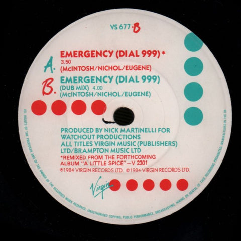 Emergency-Virgin-7" Vinyl P/S-VG/VG+