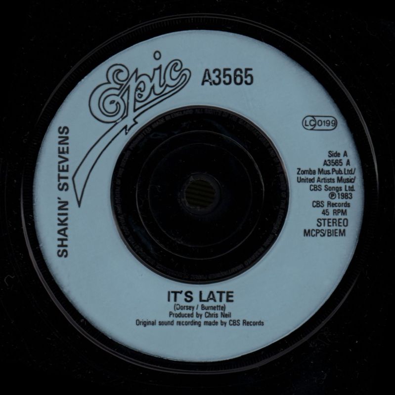 It's late-Epic-7" Vinyl P/S-VG/VG