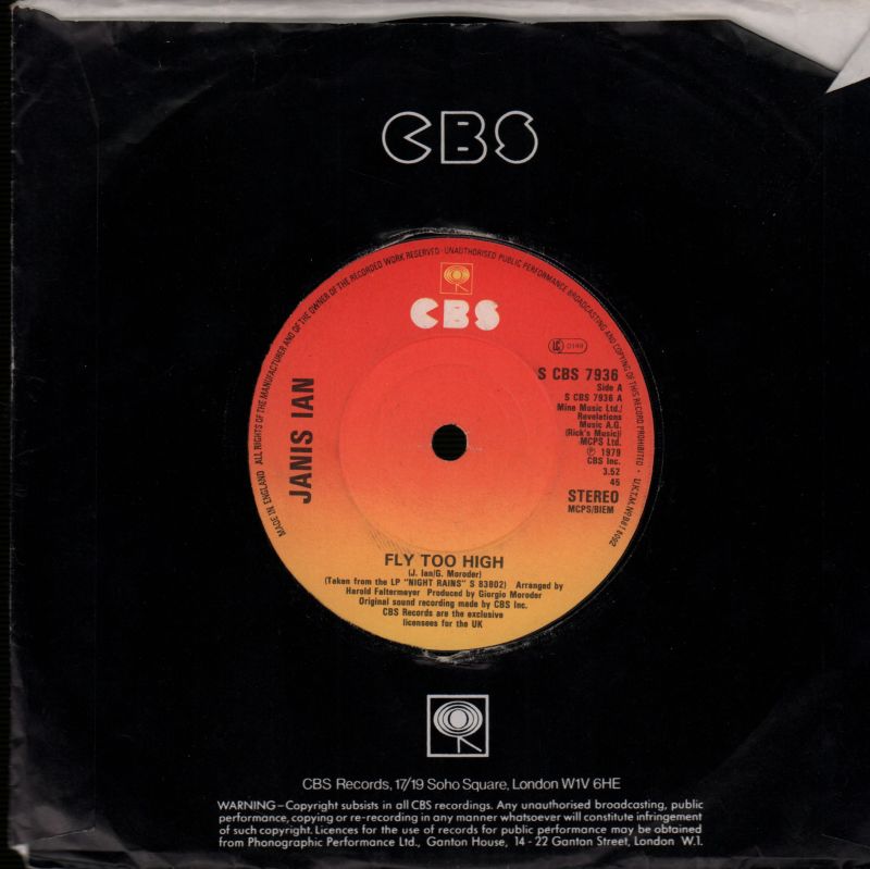 Fly Too High/ Night Rains-CBS-7" Vinyl