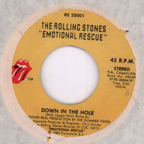 Emotional Rescue/ Down In The Hole-Rolling Stones-7" Vinyl