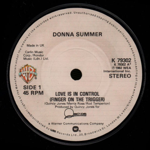 Love Is In Control-Warner-7" Vinyl P/S-VG/Ex