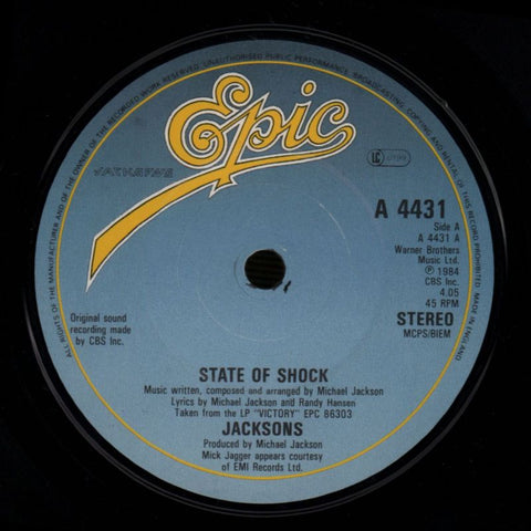 State Of Shock-Epic-7" Vinyl P/S-Ex/VG+