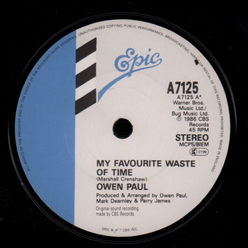 My Favourite Waste Of Time-Epic-7" Vinyl P/S-VG/Ex