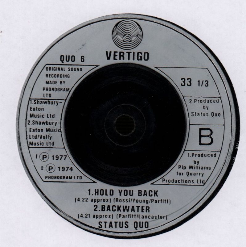 Rock N Roll/ Hold You Back-Vertigo-7" Vinyl-Ex/Ex