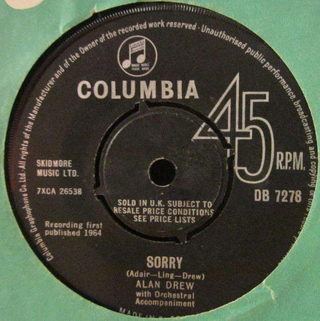Alan Drew-Sorry-Columbia-7" Vinyl